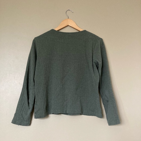 {Croft & Barrow} Moss Green Long Sleeve Ribbed T-Shirt - Picture 2 of 5